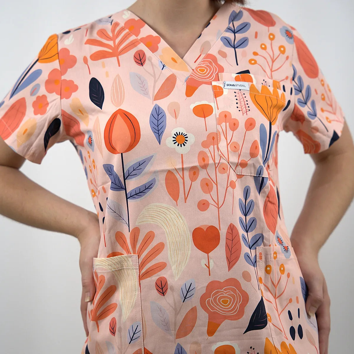 Pink Whimsical Scrub Set