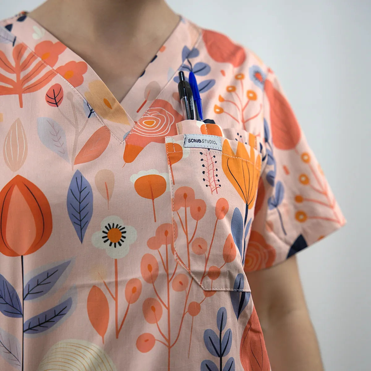 Pink Whimsical Scrub Set