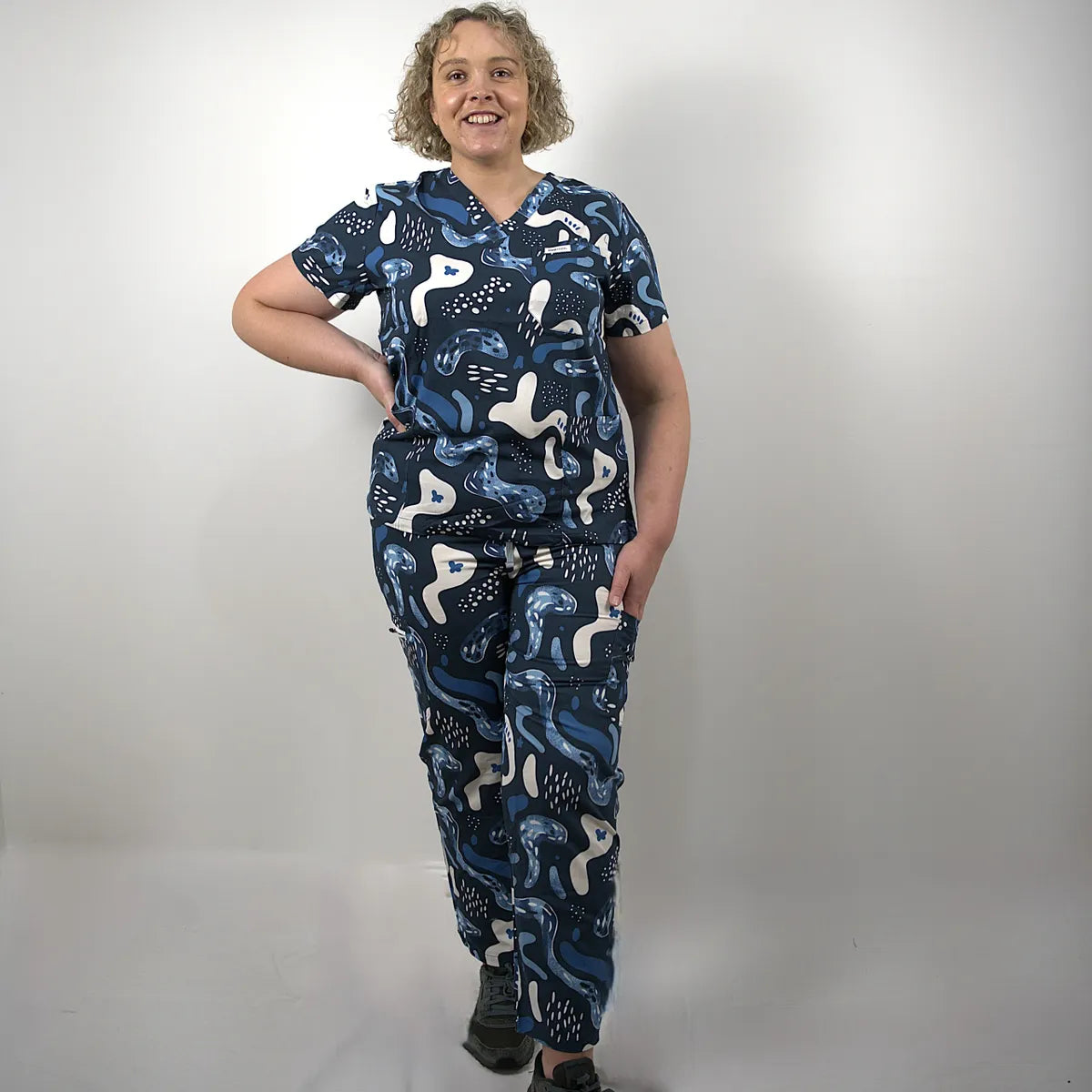 Curly Blue Swirl Scrub Set