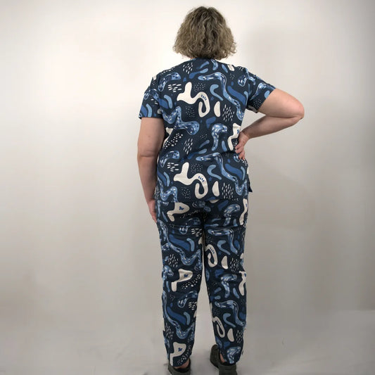 Curly Blue Swirl Scrub Set